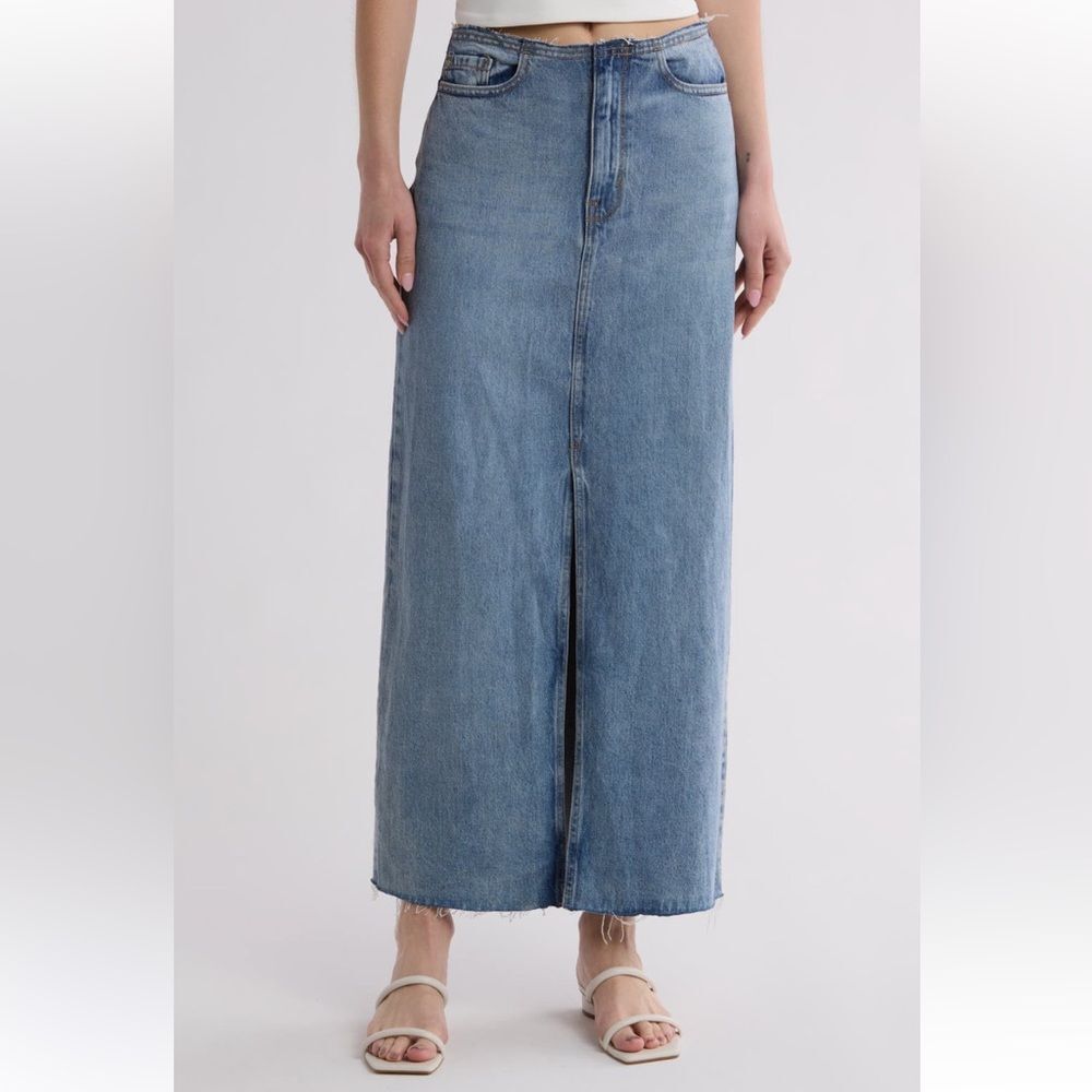 Kensie jeans maxi skirt, light blue jeans skirt